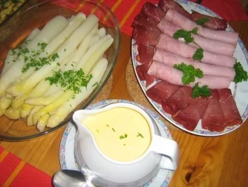 Spargel  mit Schinken, Kratzede und Sauce Hollandaise - Rezept - Bild Nr. 3