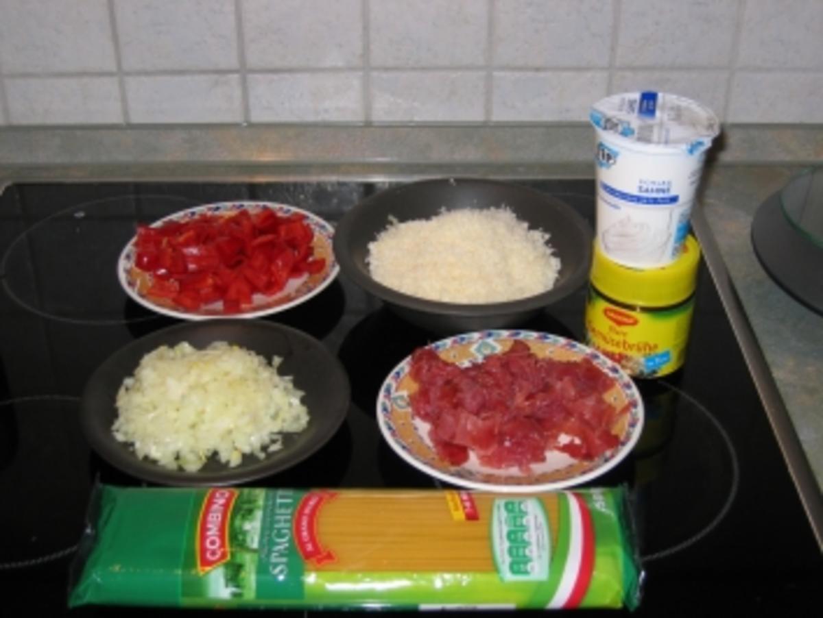 Spaghetti mit einer Paprikasoße - Rezept