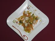 Gemüsestreifen karamellisiert mit gefüllten Mini-Sepien - Rezept