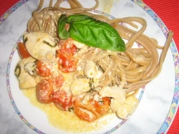 Barolonudeln mit Hähnchenbrust, an Tomaten Gorgonzolasauce - Rezept - Bild Nr. 5