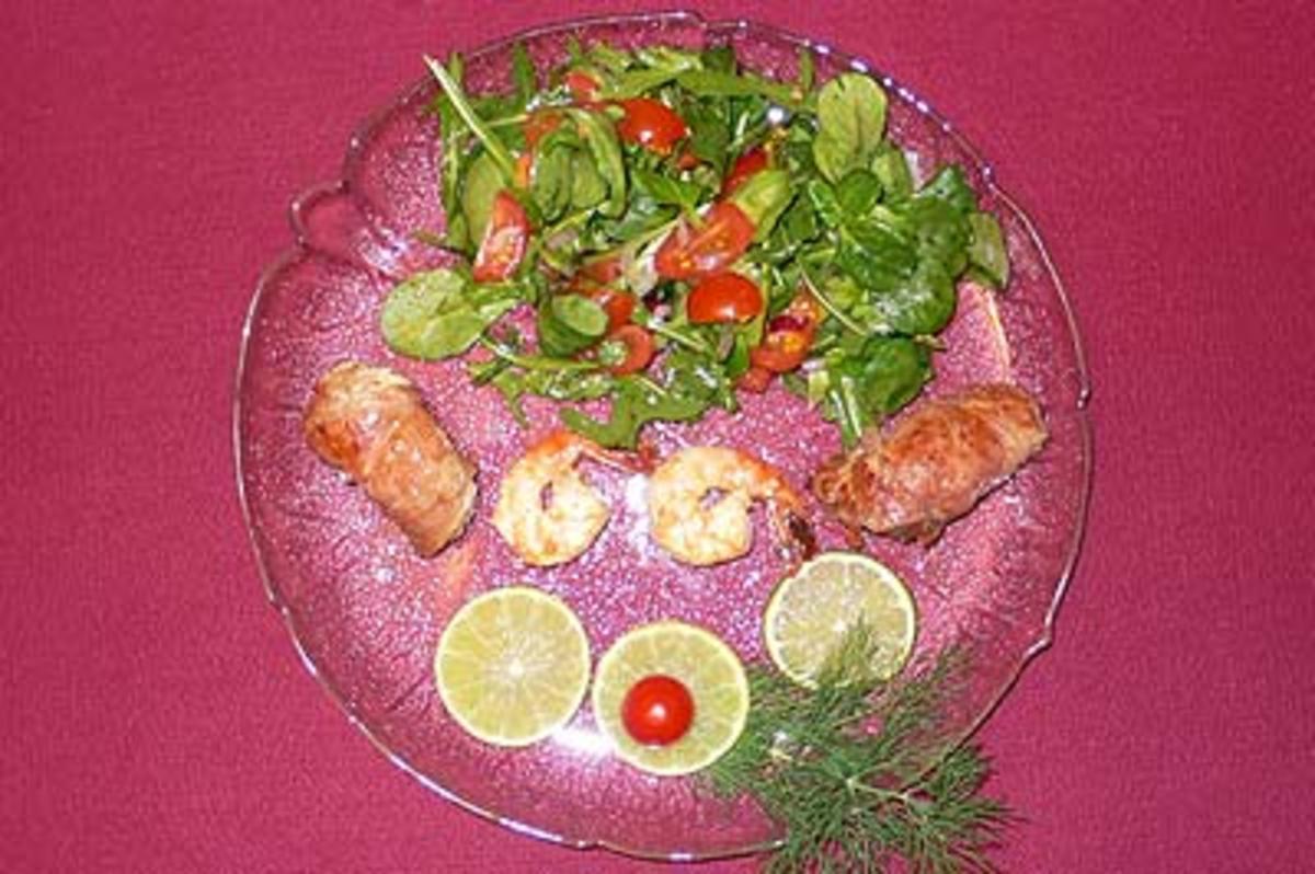 Saltimboccaröllchen vom Seeteufel auf Rapunzelsalat - Rezept