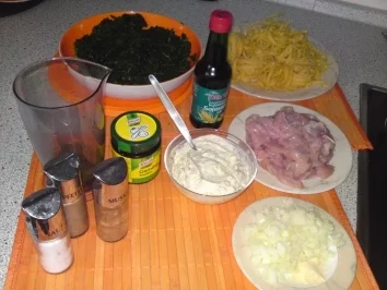 Rezept: Bandnudeln mit Spinat u. Putenbrust Bild Nr. 2 Bandnudeln mit Spinat u. Putenbrust - Rezept - Bild Nr. 2