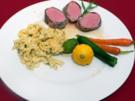 Saltimbocca vom Kalbsfilet mit Rosmarinspätzle und Zwerggemüse - Rezept