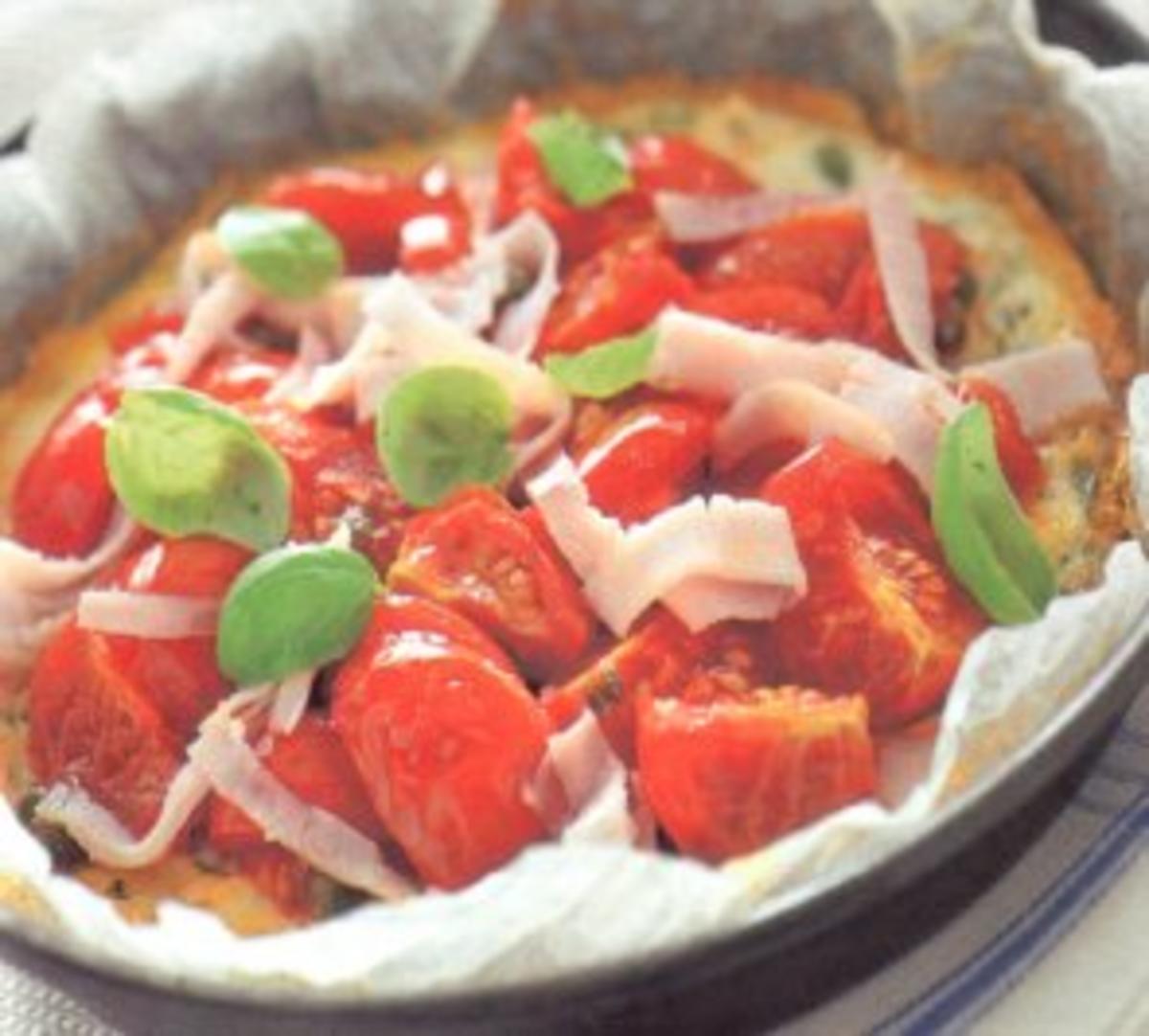 pizza aus eiweiss mit tomaten - Rezept