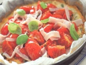 pizza aus eiweiss mit tomaten - Rezept