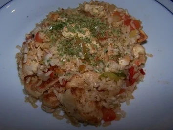 Rezept: Hähnchen-Reis-Pfanne Hähnchen-Reis-Pfanne - Rezept