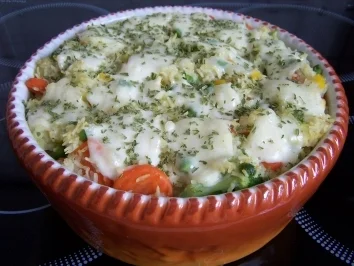 Rezept: Überbackener Gemüse-Reis Überbackener Gemüse-Reis - Rezept