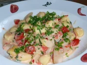 Spargel,Gnocchi,Tomaten,Räucherlachs und Frischkäse treffen Zitrone,Zwiebel,Knoblauch,Chilli und frische Kräuter - Rezept