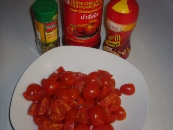 Rezept: Kikis Tomatengemüse und Hähnchenstreifen "light" Bild Nr. 2 Kikis Tomatengemüse und Hähnchenstreifen "light" - Rezept - Bild Nr. 2