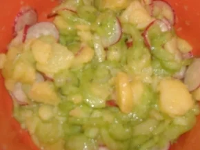 Rezept: Kartoffel-Gurkensalat mit Radieschen und Zanderfilet Bild Nr. 2 Kartoffel-Gurkensalat mit Radieschen und Zanderfilet - Rezept - Bild Nr. 2