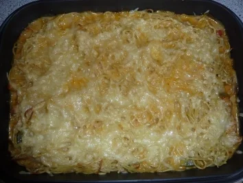 Rezept: Spaghetti - Auflauf mit Paprika und Pute Spaghetti - Auflauf mit Paprika und Pute - Rezept