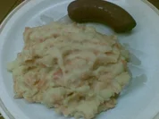 Rezept: Karotten-Kartoffel-Püree mit gebratener Blutwurst Karotten-Kartoffel-Püree mit gebratener Blutwurst - Rezept
