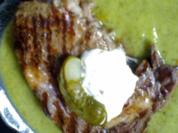 Entrecote vom Grill auf Gurken - Zuchinimousse - Rezept - Bild Nr. 2