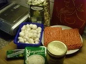 gehacktes vom Geflügel mit Champignon / Gorgonzolasoße - Rezept