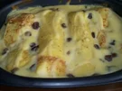 Pfannkuchen-Auflauf mit Vanillecreme und Rosinen - Rezept