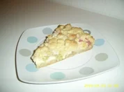 Rhabarberkuchen mit Vanillecreme und Streuseln - Rezept