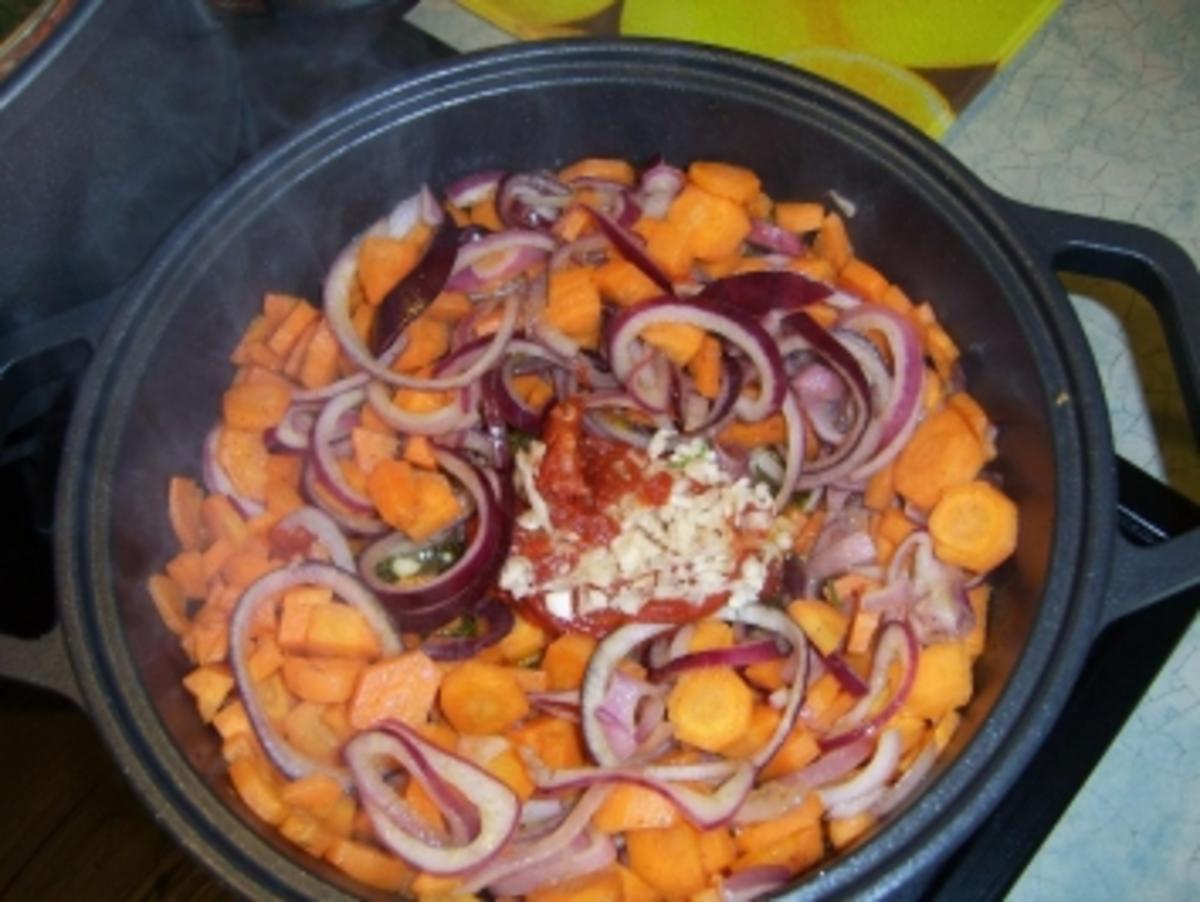 Karottensuppe - Nudelsuppe mit roten Zwiebeln - Rezept - Bild Nr. 6