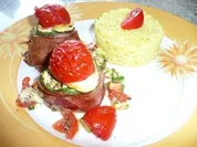 Türmchen von Medallions mit Mozzarella und Gemüse - Rezept