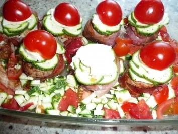 Türmchen von Medallions mit Mozzarella und Gemüse - Rezept - Bild Nr. 2
