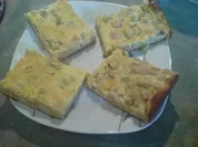 Rezept: Rhabarber-Blechkuchen mit Vanilleguss Rhabarber-Blechkuchen mit Vanilleguss - Rezept