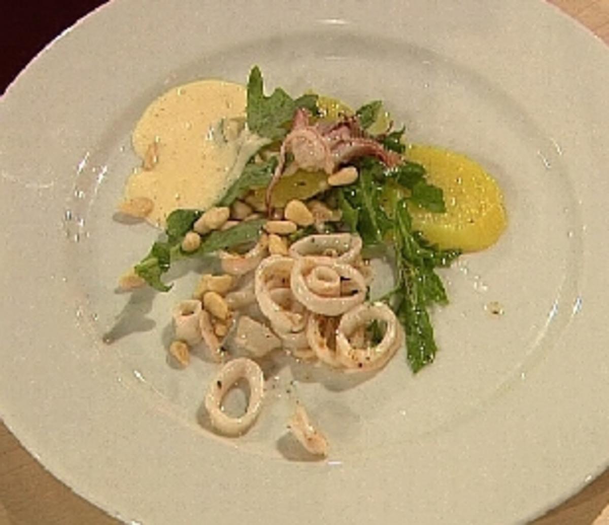 Calamaretti mit Kartoffel-Ruccola-Salat und Soße Aioli - Rezept