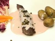 Hasenfilets in Himbeersoße dazu Rosmarinkartoffeln und feiner Salat - Rezept