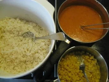 Truthahn - Gemüsespieß auf Reissockel an einer pikanten Sauce - Rezept - Bild Nr. 3