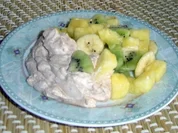 Fruchtsalat mit Schoko-Kokosahne - Rezept