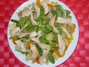 Rezept: Exotisch-Fruchtiger-Feldsalat mit Brathähnchenstreifen Bild Nr. 3 Exotisch-Fruchtiger-Feldsalat mit Brathähnchenstreifen - Rezept - Bild Nr. 3