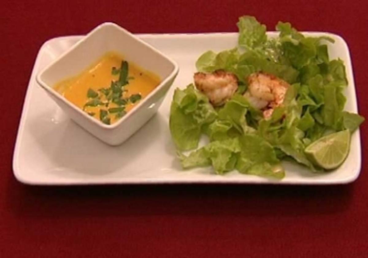 Orange Soup und Eichblattsalat mit einer fetten Gamba (Antje Lewald) - Rezept