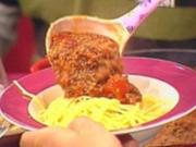 Bolognese mit Leberspaghetti - Rezept