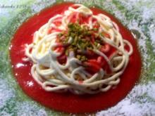 Spaghettiquark mit Erdbeerpüree - Rezept