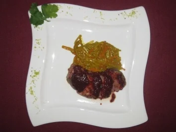 Entenbrust mit Tandoori-Haube auf Karotten-Kohlrabi-Curry - Rezept