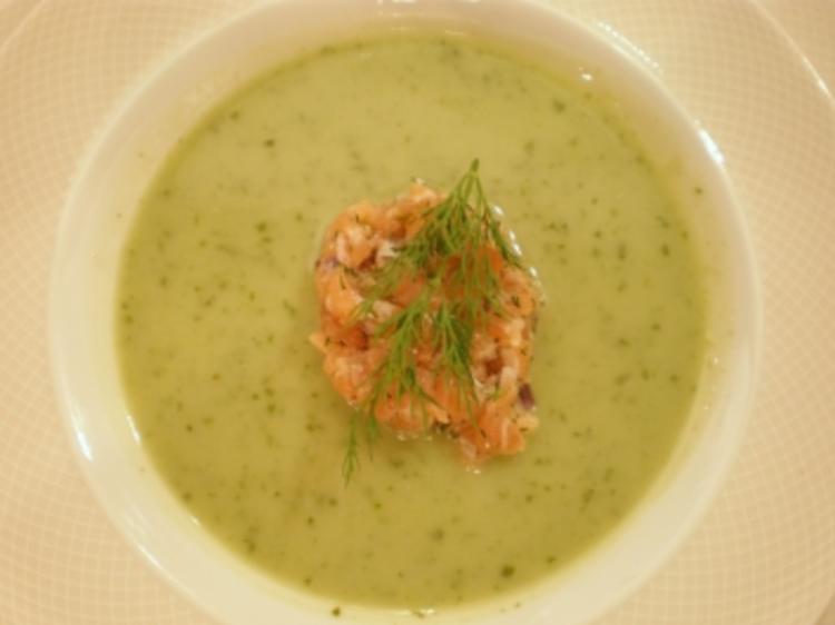 Sauerampfersuppe mit Lachstatar - 115 kcal/100g
