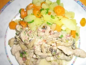 Gorgonzola Geschnetzeltes mit Champignons - Rezept