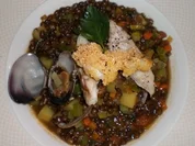 Linseneintopf mit Meeresfrüchten und Edelfisch - Rezept