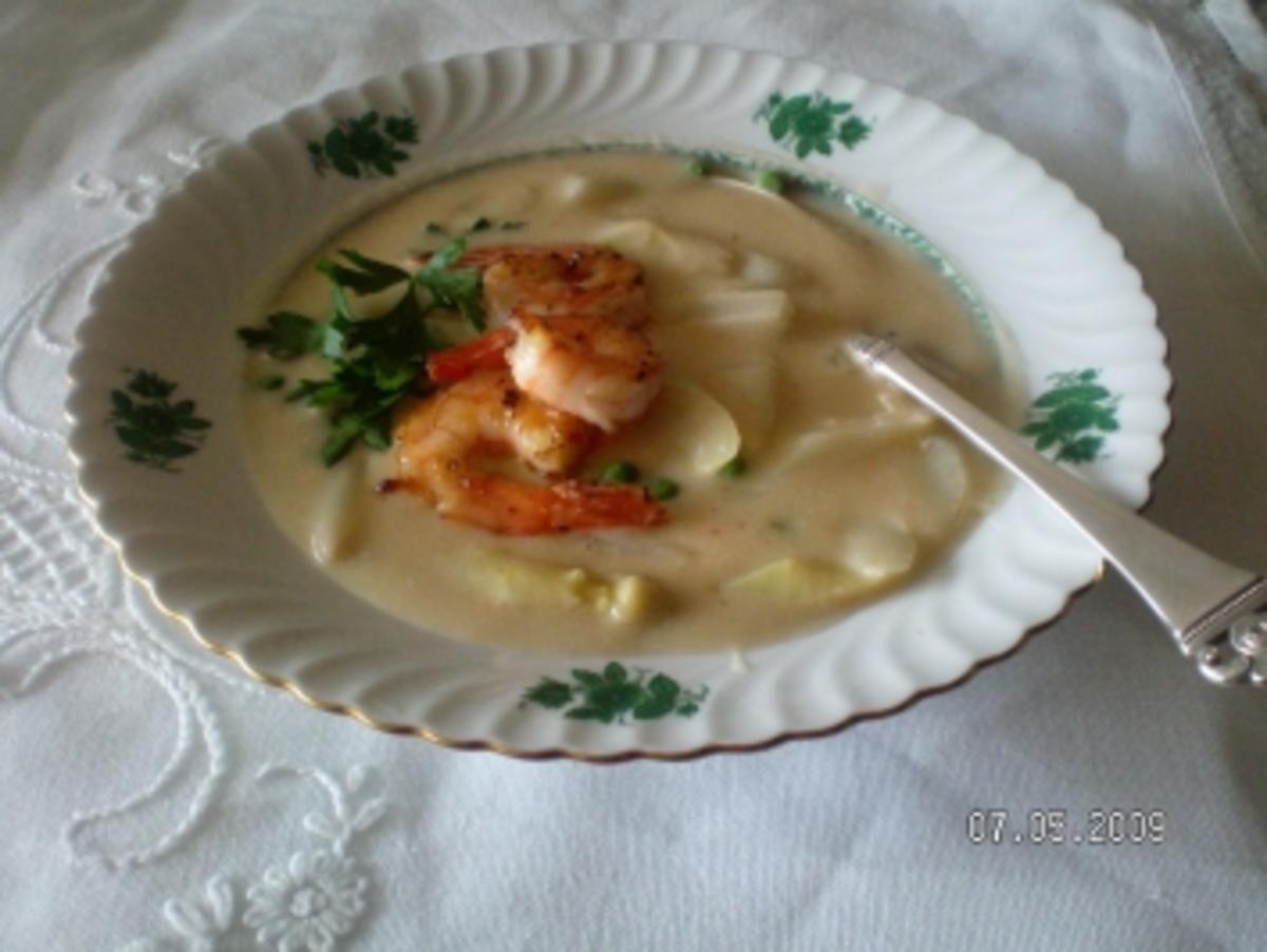 Bilder für Spargelsuppe mit Garnelen - Rezept