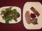 Frischlingskeule a la Wacholder an Blattsalaten und Kartoffelstrudel - Rezept
