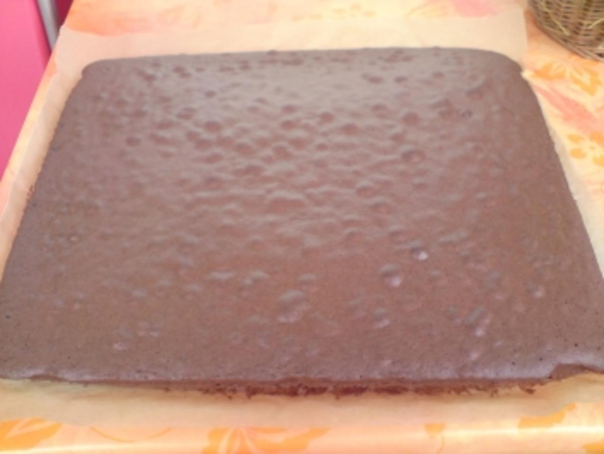 Schokoladenkuchen mit weißen Guss und bunten Streuseln - Rezept - Bild Nr. 5