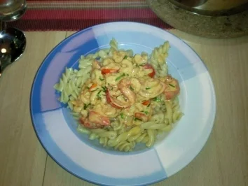 Rezept: Nudeln in Garnelensoße - scharf Bild Nr. 2 Nudeln in Garnelensoße - scharf - Rezept - Bild Nr. 2