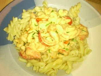 Rezept: Nudeln in Garnelensoße - scharf Bild Nr. 3 Nudeln in Garnelensoße - scharf - Rezept - Bild Nr. 3