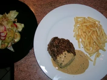 Rezept: Pfefferstaek mit Cognac-Wein-Sauce Bild Nr. 2 Pfefferstaek mit Cognac-Wein-Sauce - Rezept - Bild Nr. 2