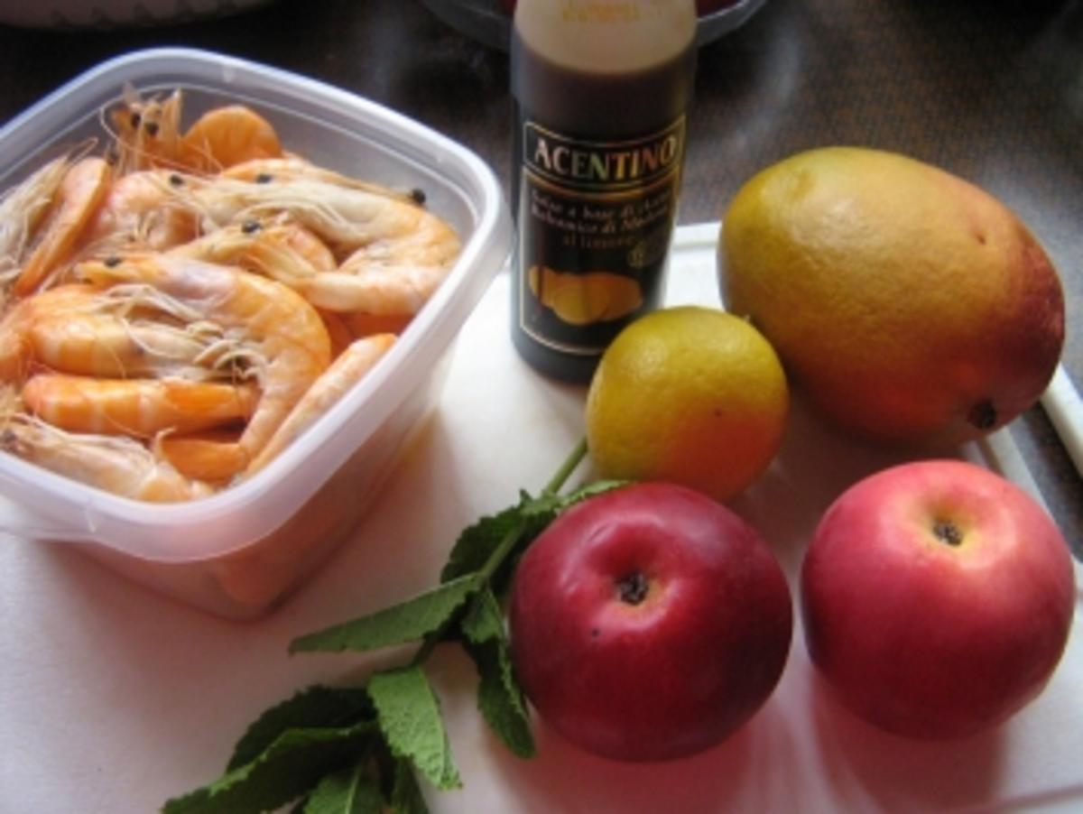 Apfel-Mango-Carpaccio mit Garnelen - Rezept - Bild Nr. 2