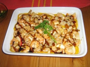 Apfel-Mango-Carpaccio mit Garnelen - Rezept