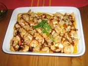 Rezept: Apfel-Mango-Carpaccio mit Garnelen Apfel-Mango-Carpaccio mit Garnelen - Rezept