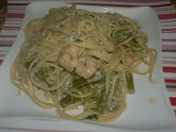 Nudelpfanne mit Garnelen und grünem Spargel - Rezept - Bild Nr. 5