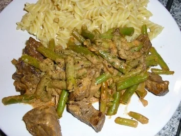 Rezept: Rindergeschnetzeltes mit Bohnen Rindergeschnetzeltes mit Bohnen - Rezept