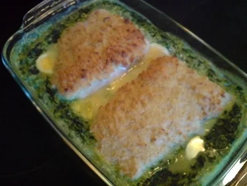 Pangasiusfilet mit Parmesankruste auf einem Spinatbett - Rezept - Bild Nr. 7