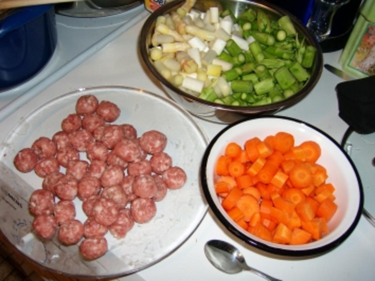 Spargelragout mit Fleischklöschen - Rezept - Bild Nr. 4