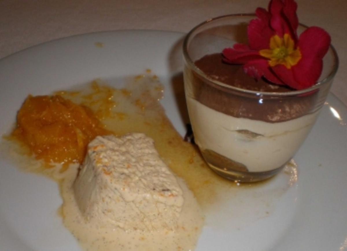 Grand-Manierparfait auf Gewürzorangen dazu Tiramisu aus dem Glas - Rezept